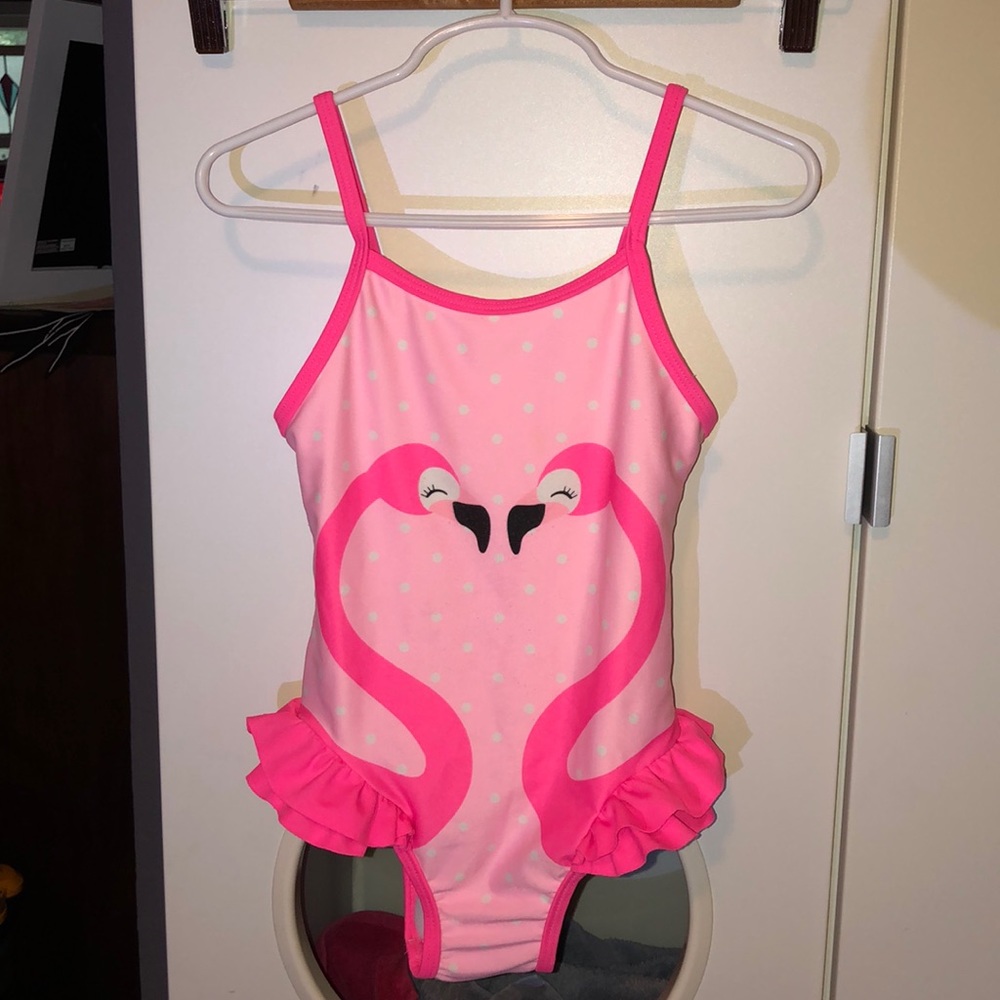 Circo Flamingo Swimsuit Pink Ruffles Polka Dots 5T